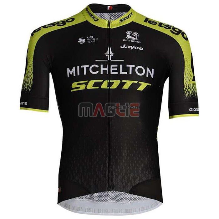 Maglia Mitchelton-Scott Manica Corta 2020 Nero Giallo